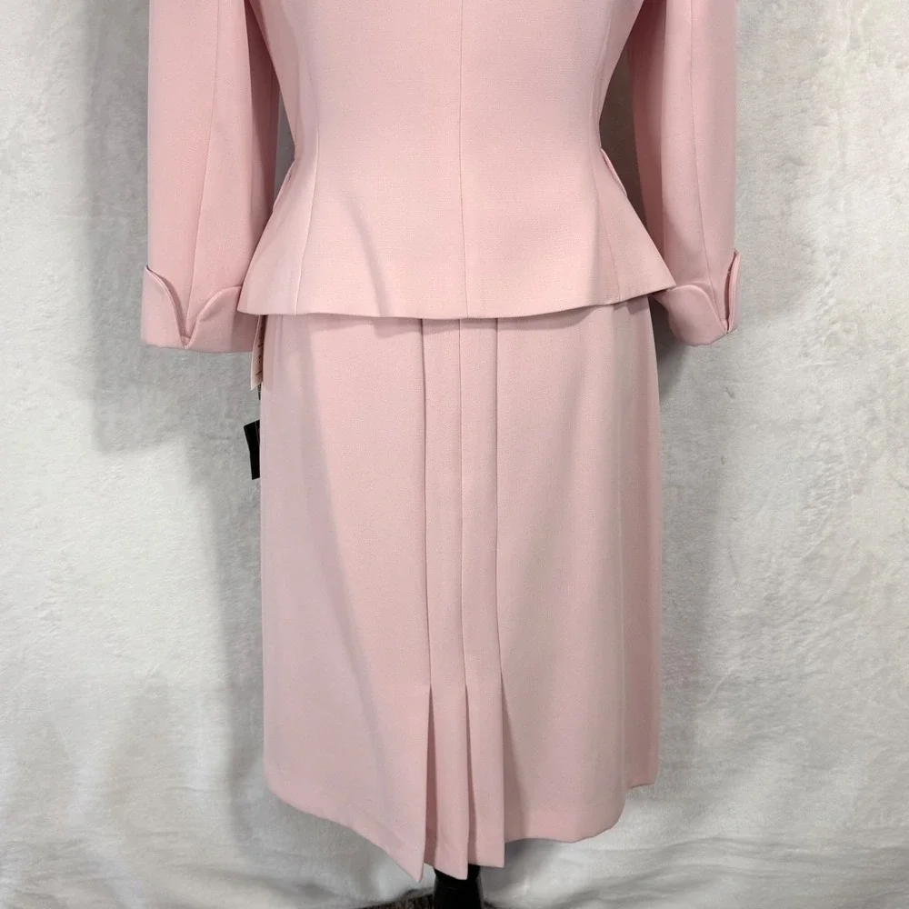 NWT Tahari ASL Pink Skirt Suit Size 6 4 Bow Collar Jacket Spring Pastel 2 Pc Set - Picture 4 of 16